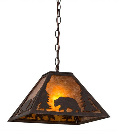 Lone Bear 1 Light Square Pendant 14 x 20 Inches by Meyda Tiffany - 120178
