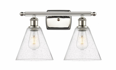 Berkshire Glass 2 Light Bath Vanity 11 Inch and 18 Inch Wide by Innovations - 516-2W-PN-GBC-84