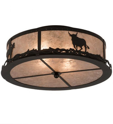 Cowboy & Steer 2 Light Flush Mount 9 x 21.5 In by Meyda Tiffany - 187291