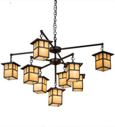Hyde Park T Mission 9 Light Chandelier 41 x 50 Inches Wide by Meyda Tiffany - 180476