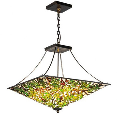 Acorn & Oak Leaf 4 Light Inverted Pendant 28 x 37.5 Inches by Meyda Tiffany - 226111