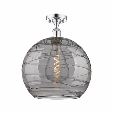 Athens Deco Swirl 1 Light Semi Flush Mount 16.38 X 13.75 by Innovations - 516-1C-PC-G1213-14SM