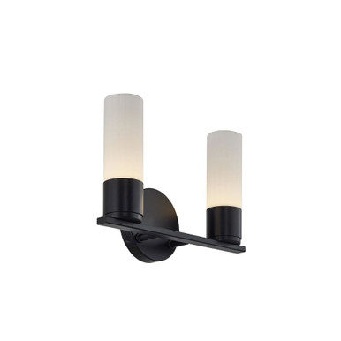 Fusion Cellini 9W 2 LED Bath Vanity 9 X 13 Inch Wide by Justice Design - FSN-8372-OPAL-MBLK