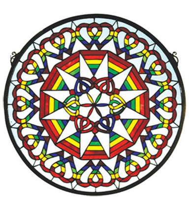 Rainbow Expression Medallion 20 Inch Stained Glass Window by Meyda Tiffany - 51703