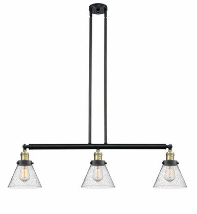 Cone 3 Light Stem Adjustable Island 10 and 40.25 Inch Wide by Innovations - 213-BAB-G44