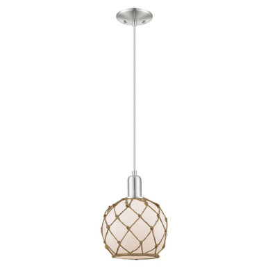 Farmhouse Rope 1 Light CordHung Mini Pendant 10.83 Inch Tall by Innovations - 716-1P-G12-8R