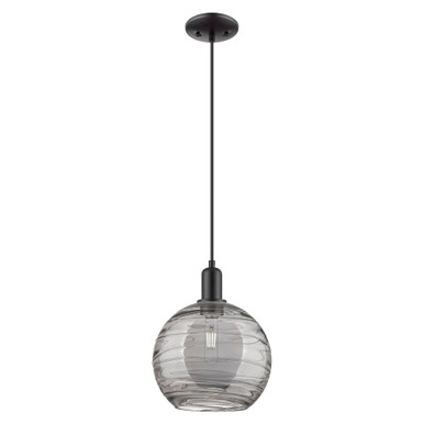 Athens Deco Swirl 1 Light Cord Hung Mini Pendant 12.45 X 10 by Innovations - 716-1P-BK-G1213-10SM
