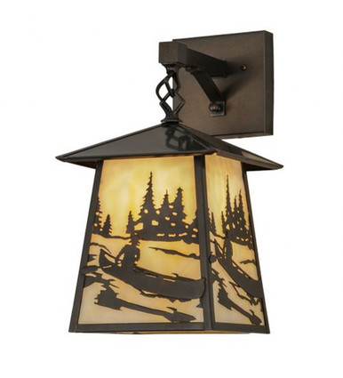 Stillwater Canoe At Lake 1 Light Hanging Wall Sconce 15 x 8 Inch by Meyda - 150684
