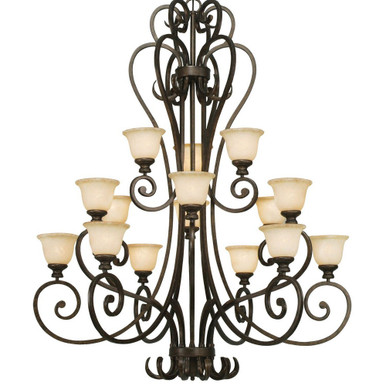 Heartwood 15 Light Oversized 3 Tier Chandelier by Golden - 8063-15L BUS