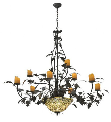 Diamond & Jewel Oak Leaf 9 Light 9 Arm Chandelier 57 x 63 Inch W by Meyda - 108705
