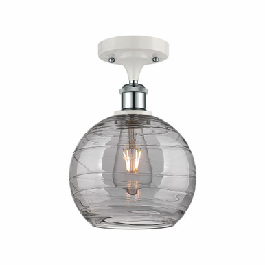 Athens Deco Swirl 1 Light 8 Inch Wide Semi Flush Mount by Innovations - 516-1C-WPC-G1213-8SM