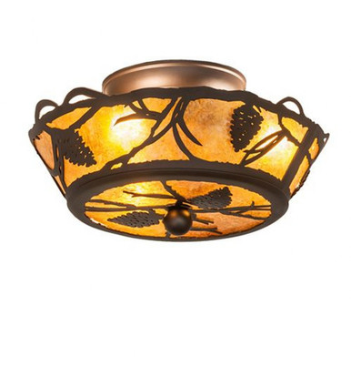 Whispering Pines 3 Light Flush Mount 6 x 10 In by Meyda Tiffany - 251163