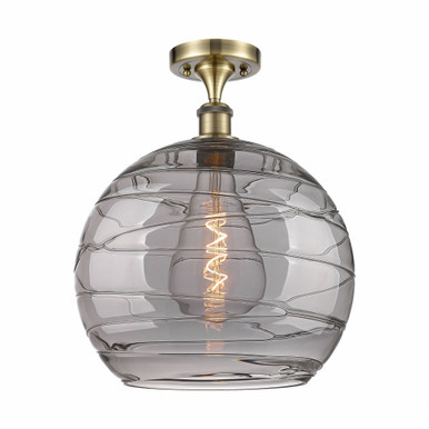 Athens Deco Swirl 1 Light Semi Flush Mount 16.38 X 13.75 by Innovations - 516-1C-AB-G1213-14SM