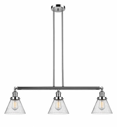 Cone 3 Light Stem Adjustable Island 10 and 40.25 Inch Wide by Innovations - 213-PN-G44