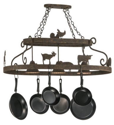Barn Animals 3 Light Pot Rack 22 x 28 Inches by Meyda Tiffany - 150295