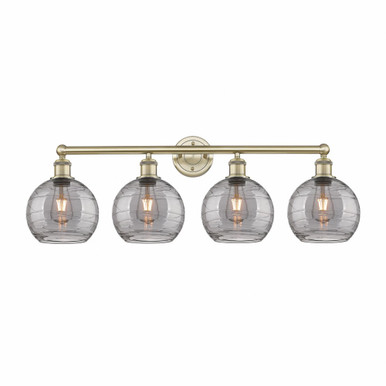 Athens Deco Swirl 4 Light Bath Vanity 12.13 X 35 Inch Wide by Innovations - 616-4W-AB-G1213-8SM