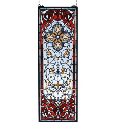 Versaille 32 Inch Quatrefoil Stained Glass Window by Meyda Tiffany - 73276