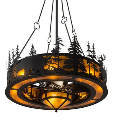 Tall Pines Wildlife 8 Light Fandelier 71 In H and 45 In W by Meyda Tiffany - 164971