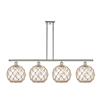 Farmhouse Rope 100W 4 LED Stem Hung Island 12.5 and 48.25 by Innovations - 516-4I-PN-G122-10RB-LED