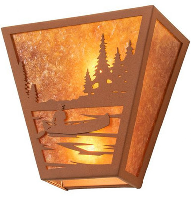 Canoe At Lake 2 Light Wall Sconce 12 x 13 Inches by Meyda Tiffany - 236835