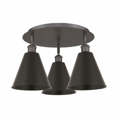 Ballston Cone 3 Light 19.75 Inch Wide Flush Mount by Innovations - 516-3C-MBC-8