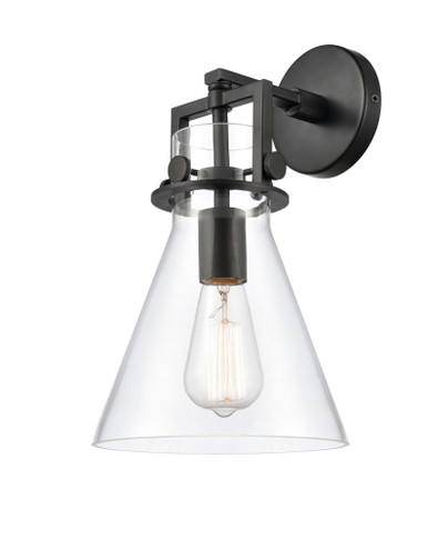 Newton Cone 1 Light Glass Wall Sconce by Innovations - 411-1W-BK-G411-8CL
