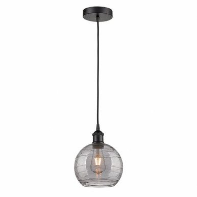 Athens Deco Swirl 1 Light Cord Mini Pendant 9.88 X 8 by Innovations - 616-1P-BK-G1213-8SM