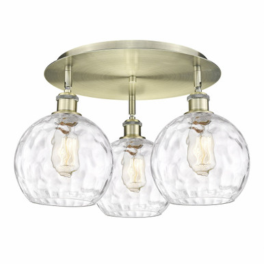 Athens Water Glass 3 Light 19.75 Inch Wide Flush Mount by Innovations - 516-3C-G1215-8