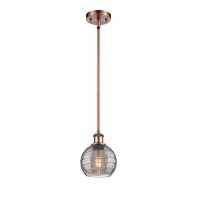 Athens Deco Swirl 1 Light Stem Hung Mini Pendant 7.63 X 5.88 by Innovations - 516-1S-AC-G1213-6SM