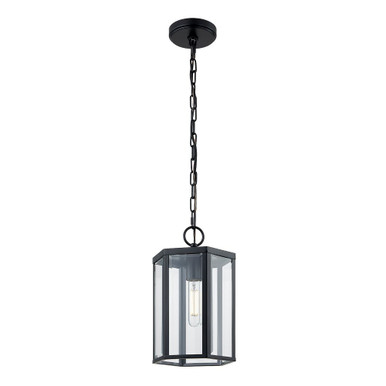 Fusion 1 Light Edgeworth Small Outdoor Pendant by Justice Design - FSN-7675W-CLER-MBLK