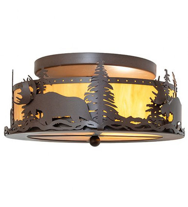 Moose at Dusk 2 Light Flush Mount 7 x 18 In by Meyda Tiffany 264274 - 264274