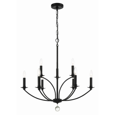 Mila 9 Light Chandelier 29 Inches Tall and 28 Inches Wide by Crystorama - MIL-8009-BK