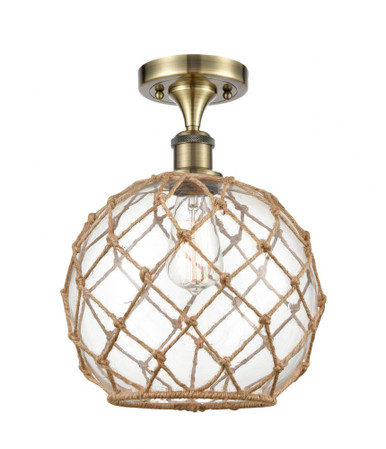 Farmhouse Rope 1 Light Semi Flush Mount 13.25 X 10 Inch Wide by Innovations - 516-1C-AB-G122-10RB