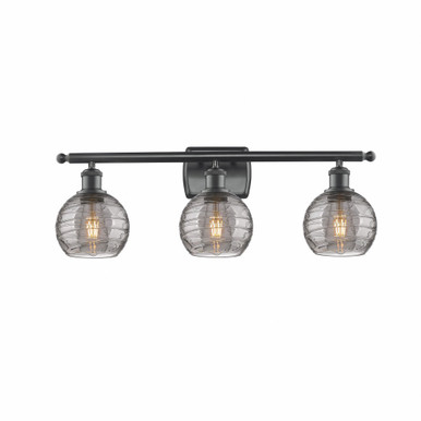 Athens Deco Swirl 3 Light Bath Vanity 9.13 X 25.88 Inch Wide by Innovations - 516-3W-BK-G1213-6SM