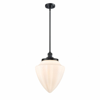Bullet 1 Light Stem Hung Mini Pendant 16 and 12 Inch Wide by Innovations - 201S-BK-G661-12