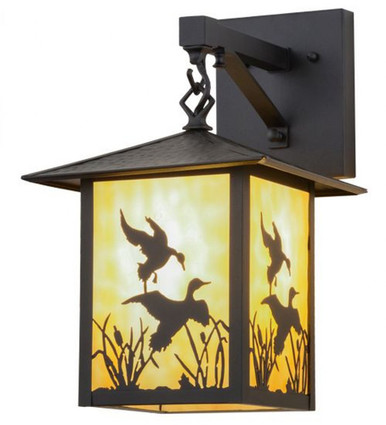 Seneca Ducks in Flight 1 Light Hanging Wall Sconce 14.5 x 9 Inch by Meyda - 159119