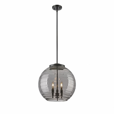 Athens Deco Swirl 3 Light Stem Hung Pendant 15.88 X 15.75 by Innovations - 221-3S-BK-G1213-16SM