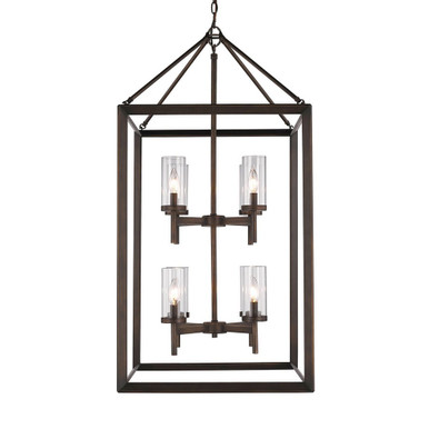 Smyth 8 Light Large 2 Tier Pendant by Golden - 2073-8P GMT-CLR