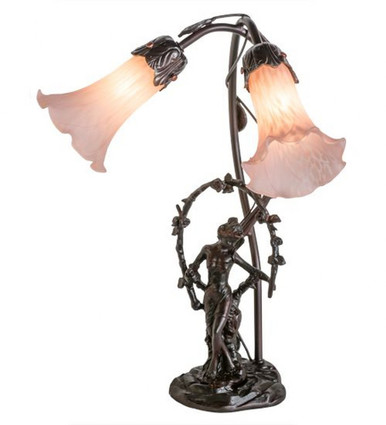 Trellis Girl Lily Pink 17 Inches H 2 LT Accent Lamp by Meyda Tiffany - 68596