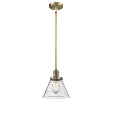 Cone 1 Light Stem Hung Mini Pendant 10 Inch and 8 Inch Wide by Innovations - 201S-BB-G44