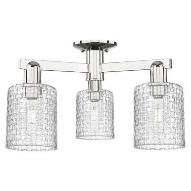 Cobbleskill 3 Light Basketweave Semi Flush Mount 10.88 Inch by Innovations - 716-3F-PN-G112C-5CL