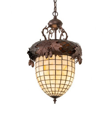 Oak Leaf & Acorn 3 Light Pendant 26 x 13 Inches by Meyda Tiffany - 259436