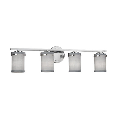 Textile Atlas 4 Light Cylinder Gray Vanity Light by Justice Design - FAB-8454-10-GRAY