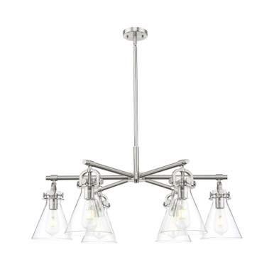 Newton Cone 6 Light Stem Hung Arched Chandelier 26 Inch Wide by Innovations - 410-6CR-G411-7_P