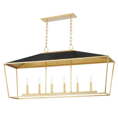 Paxton 6 Light Medium Island Pendant by Hudson Valley - 5748-GL/BK