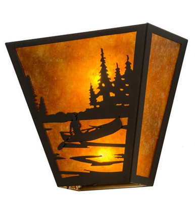 Canoe At Lake 2 Light Wall Sconce 11.5 x 13 Inch by Meyda Tiffany - 109571
