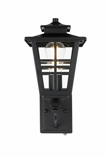 Macon 1 Light Outdoor Wall Sconce 15 Inch Tall and 7 Inch Wide by Elegant - OD303W15BK