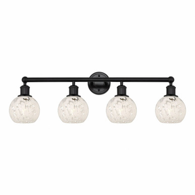 White Mouchette 4 Light Vanity Light 33 Inch Wide by Innovations - 616-4W-G1216-6