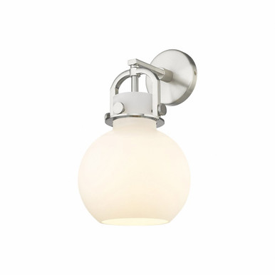 Newton Sphere 1 Light Glass Wall Sconce by Innovations - 410-1W-SN-G410-8WH