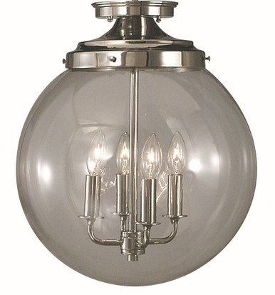Moderne 4 Light 14 Inch Wide Semi Flush Mount by Framburg - 1058 PS
